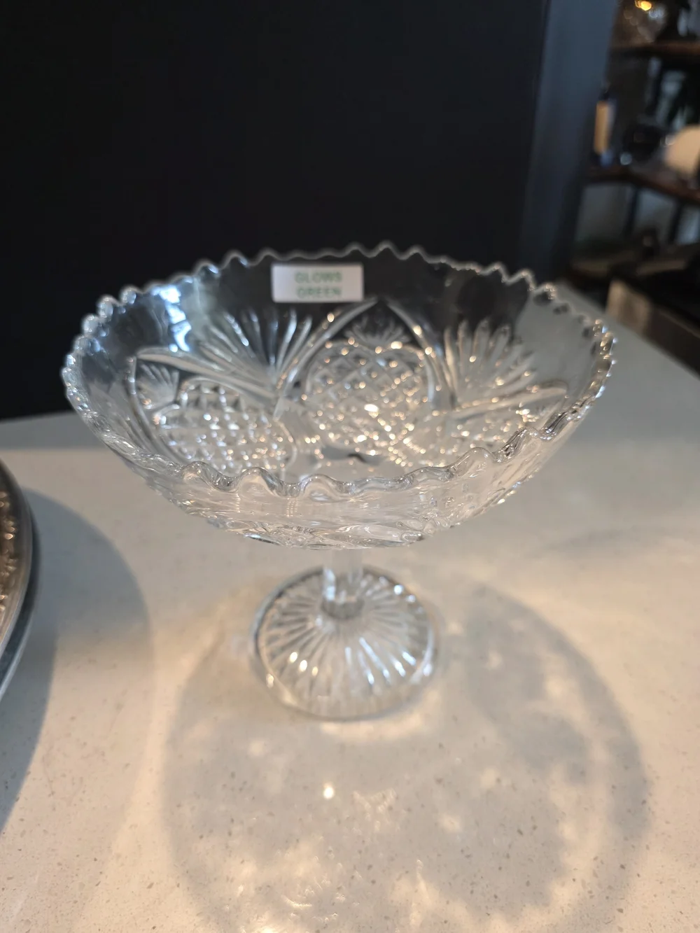 Uranium Glass Pedestal Bowl